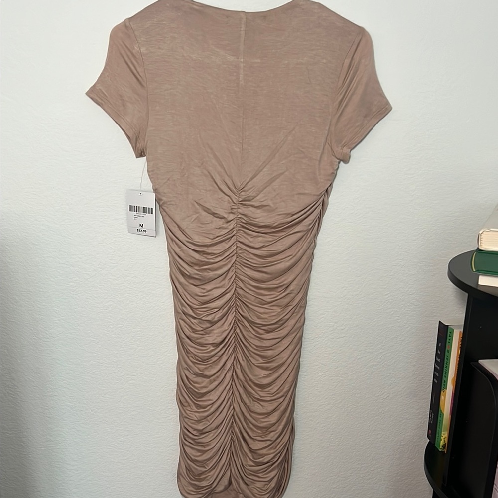 Tan Ruched Dress - Picture 2 of 4